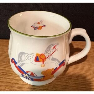 Vintage Harrods Knightsbridge Bone China Tea Cup Mug Rocking Horse Pattern Rare